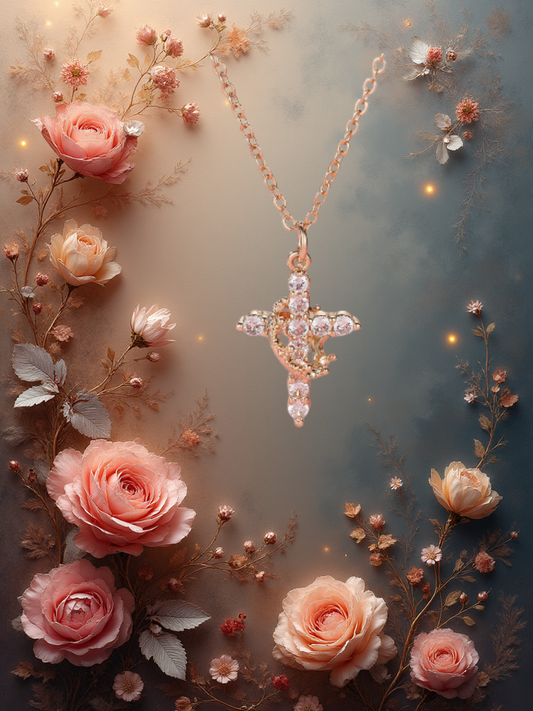 Cross Crown Pendant Necklaces For Women Vintage Gold Silver Color Chain Jewelry Gifts