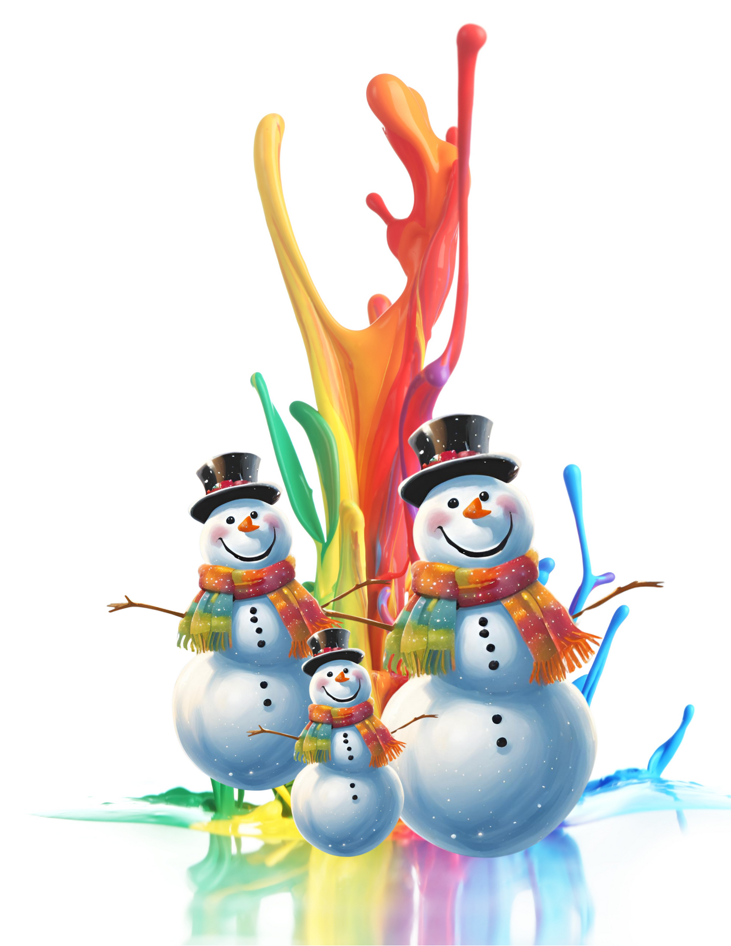 Snowman Trio Color Splash