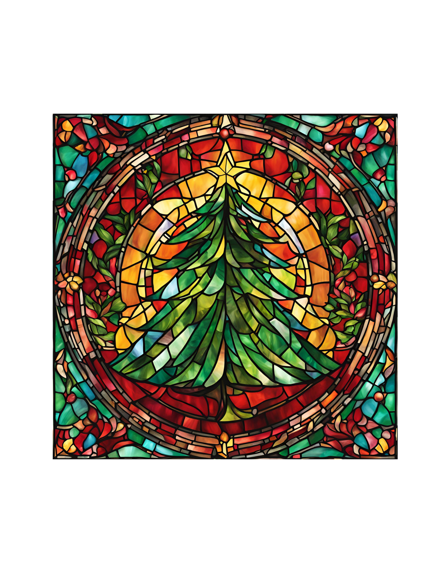 Green Stain Glass Tree