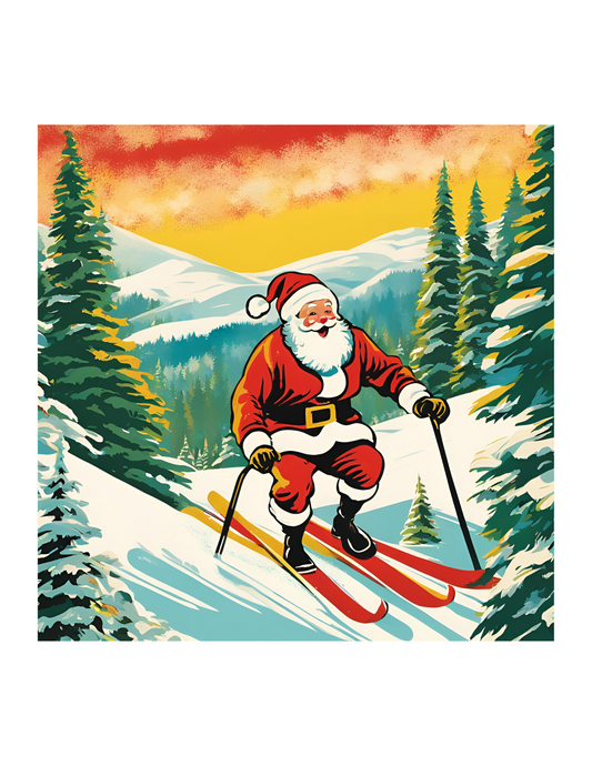 Skiing Santa in the Sunset